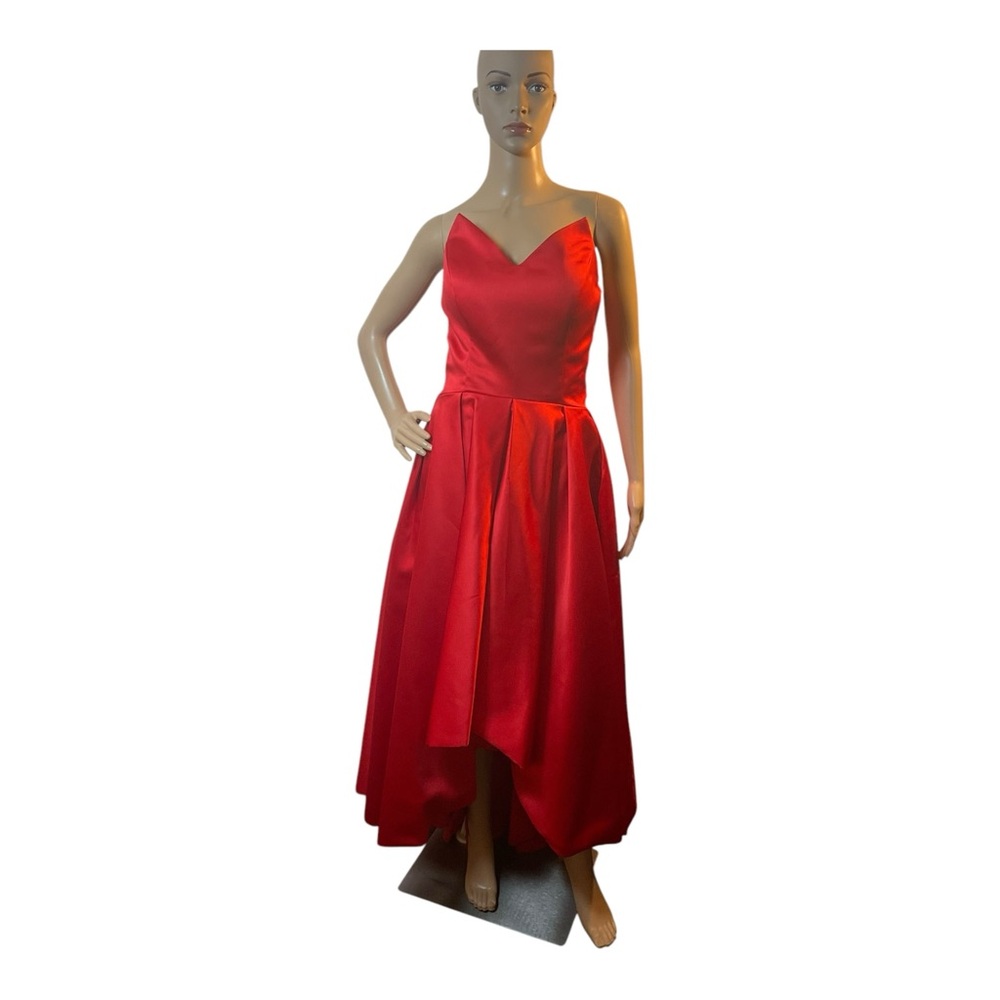 Baby online Dress Women’s Red Satin Prom Dress V-Neck Staples Size M